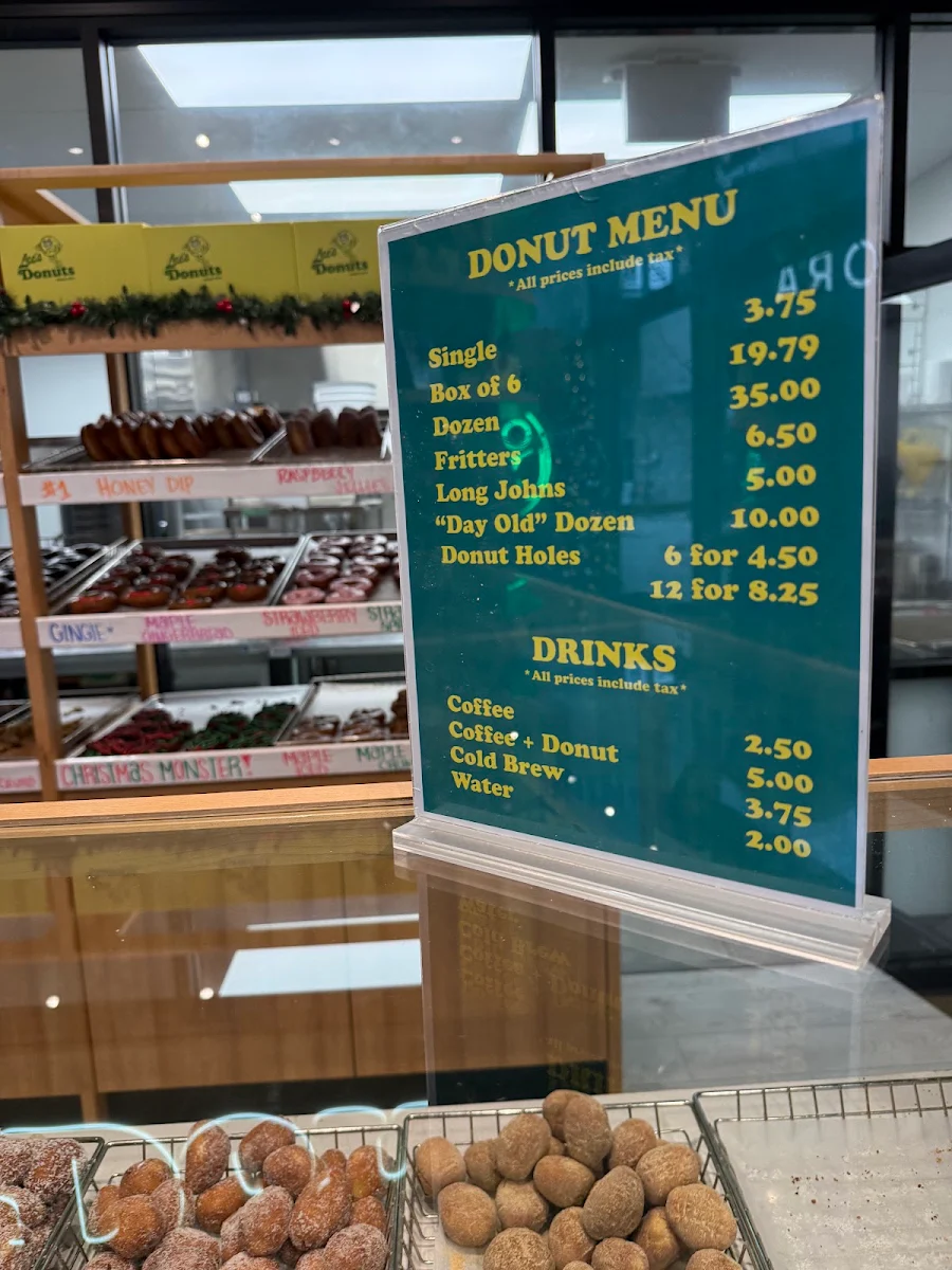 Menu, Lee's Donuts Brentwood