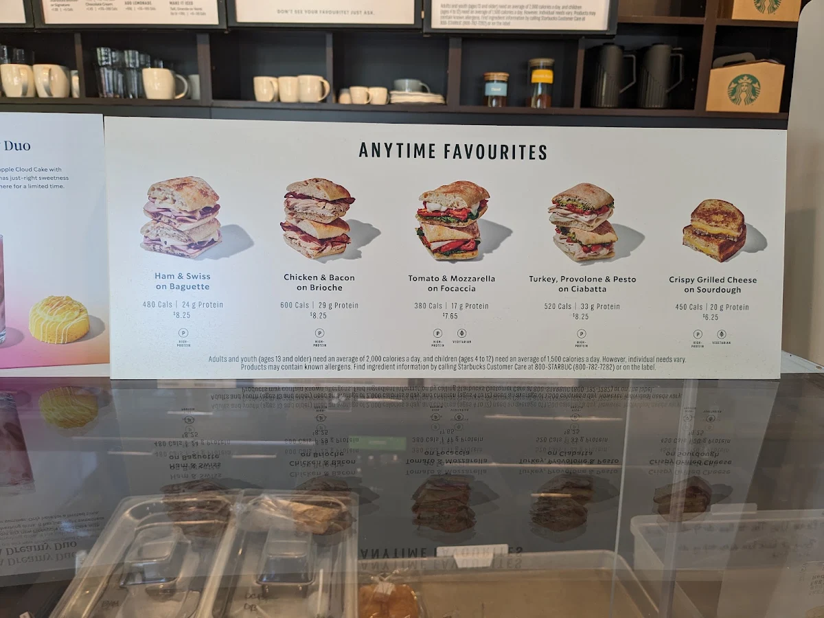 Menu, Starbucks Coffee Company