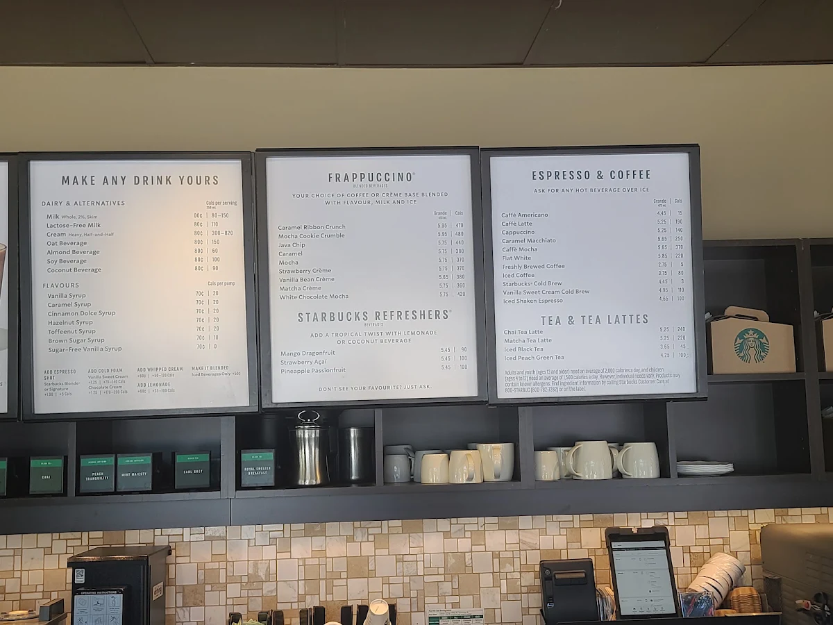 Menu, Starbucks Coffee Company