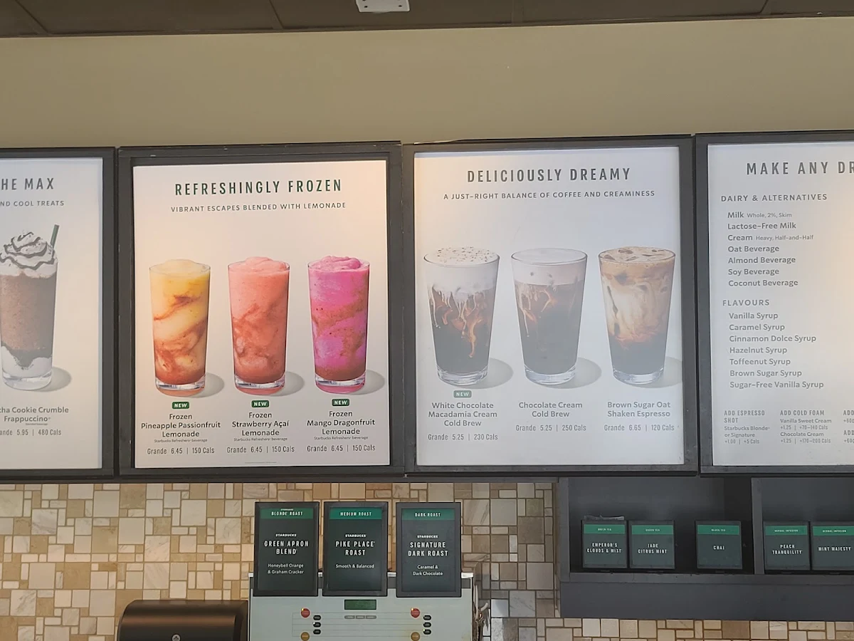 Menu, Starbucks Coffee Company