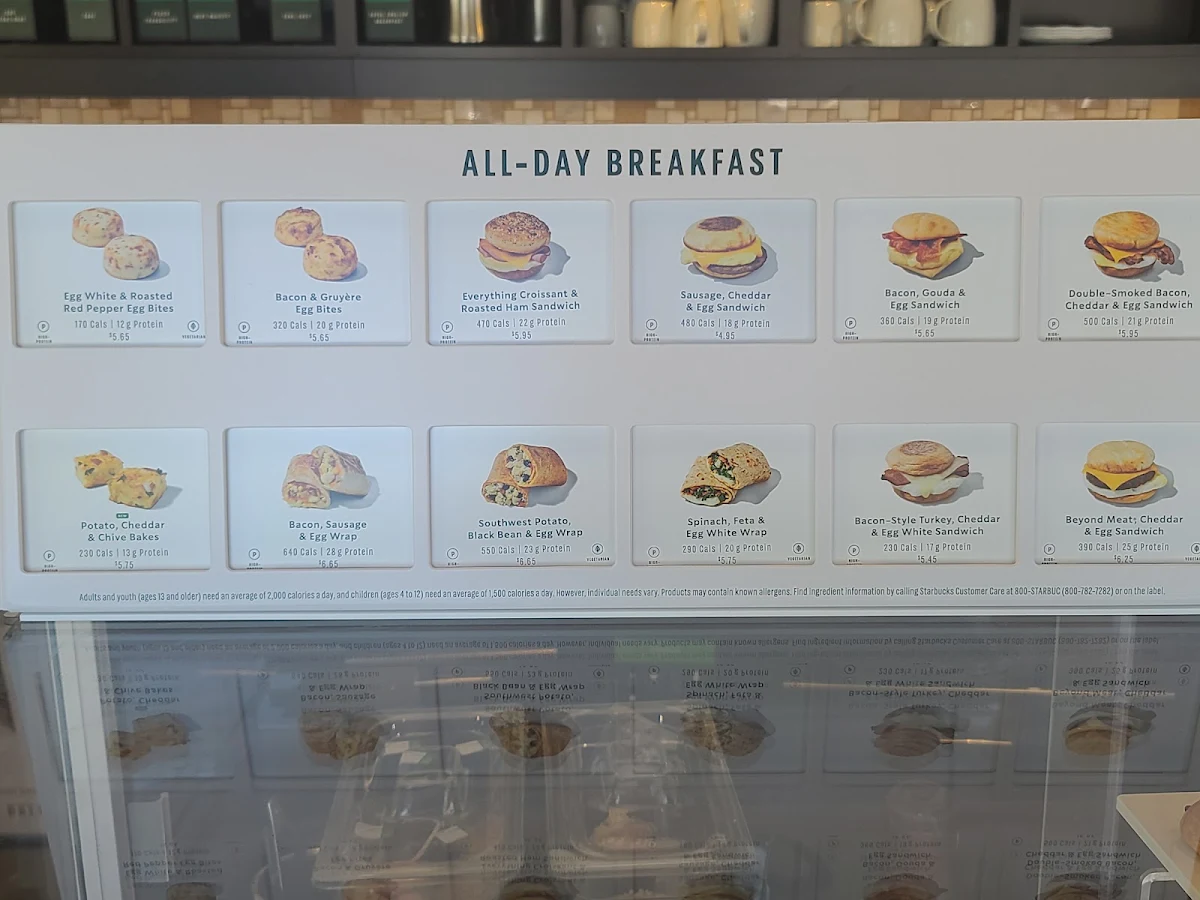 Menu, Starbucks Coffee Company