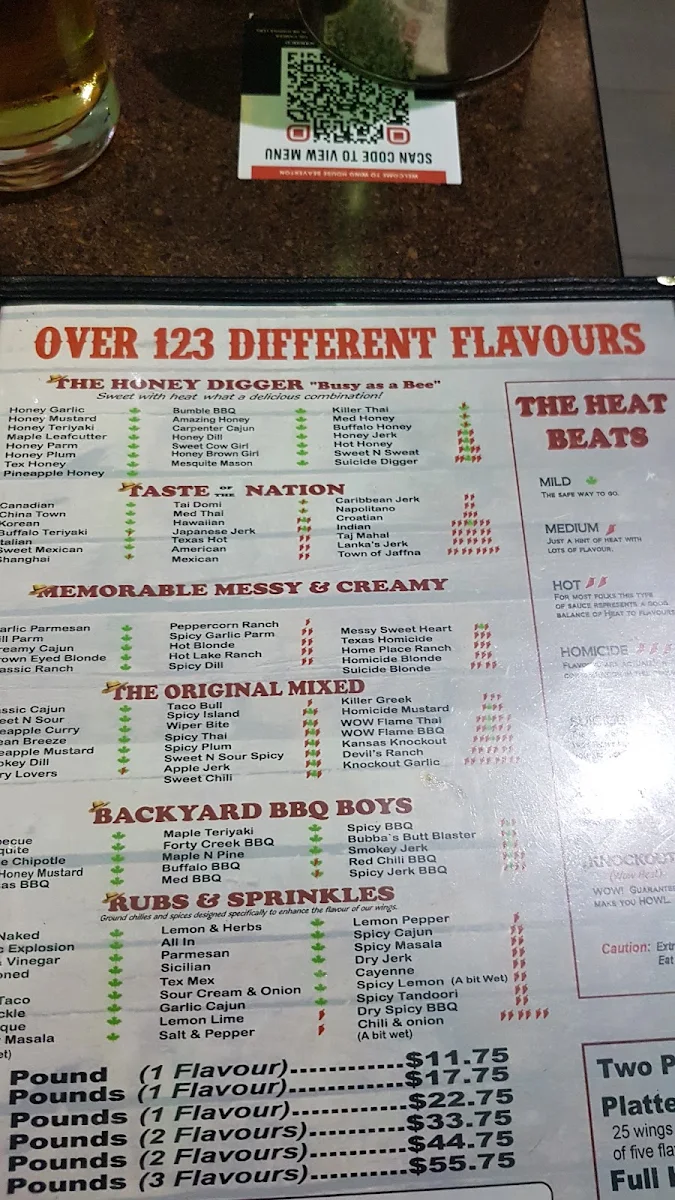 Menu, Wing House Beaverton