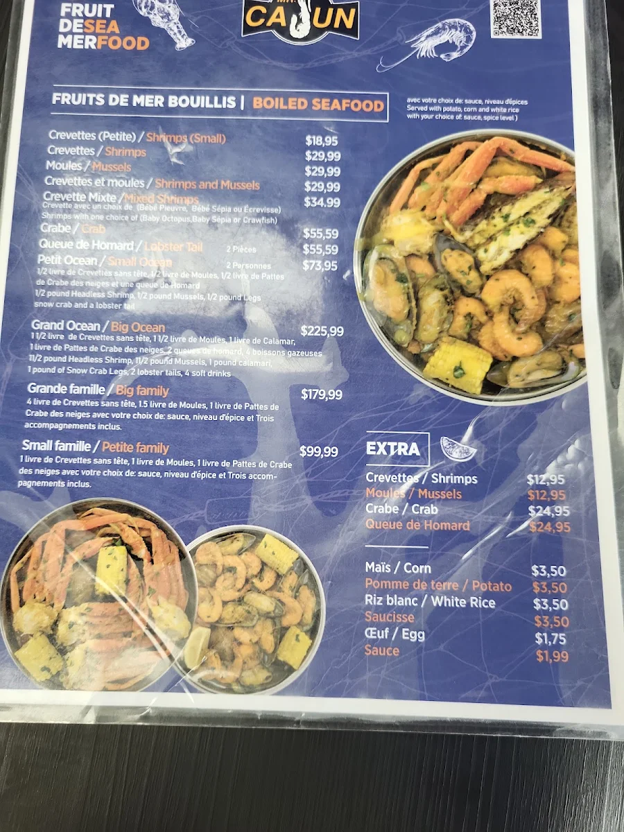 Menu, MR CAJUN (LAVAL)