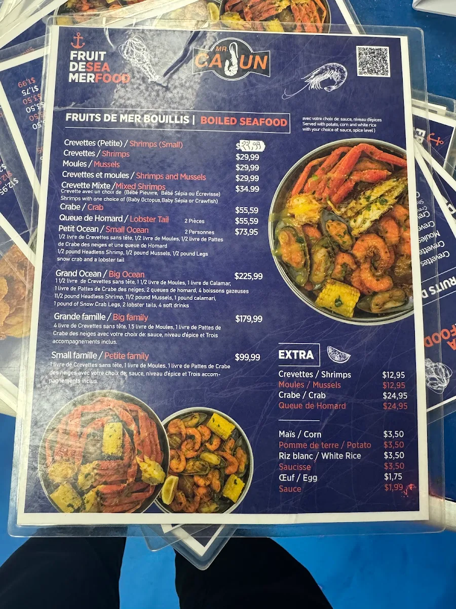 Menu, MR CAJUN (LAVAL)
