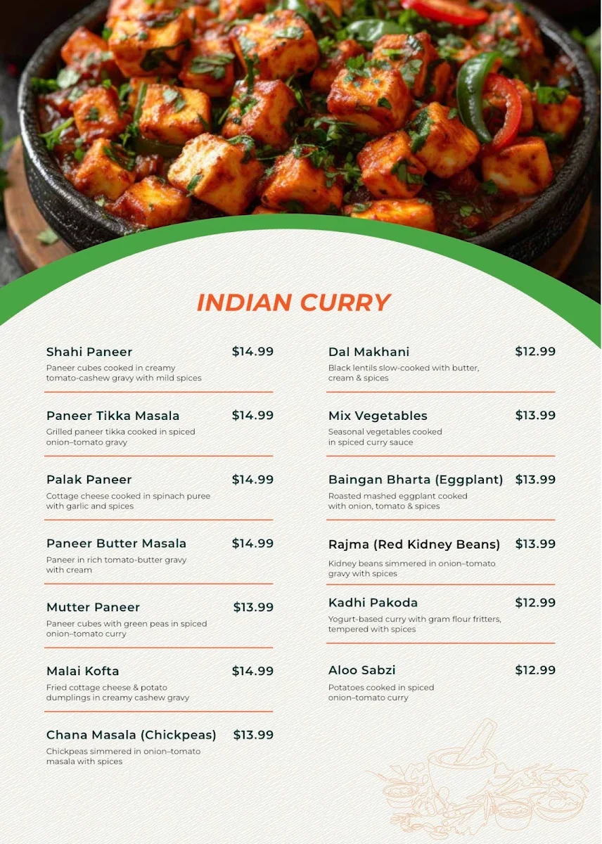 Menu, Curry and Chutney By Gopal's