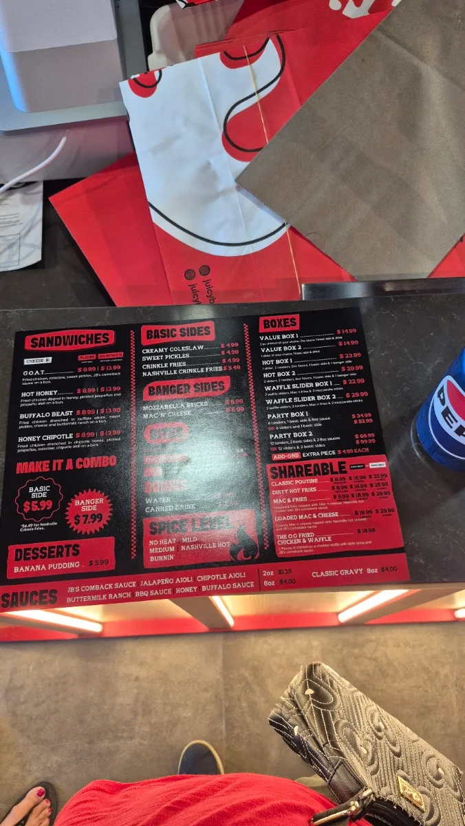 Menu, Juicy Birds Nashville Hot Chicken