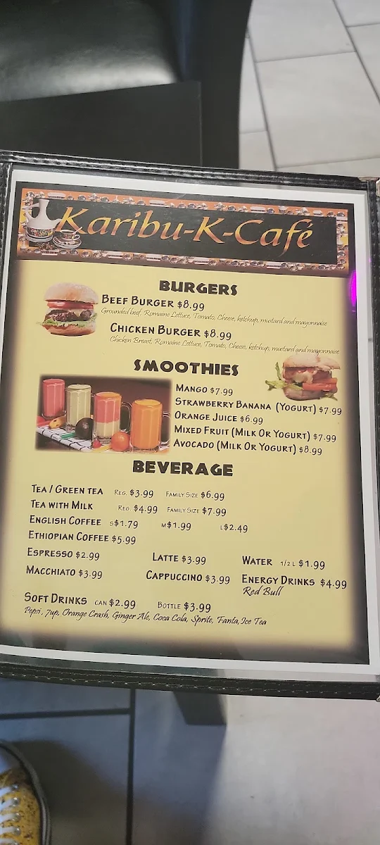 Menu, Karibu K Cafe & Hookah Lounge