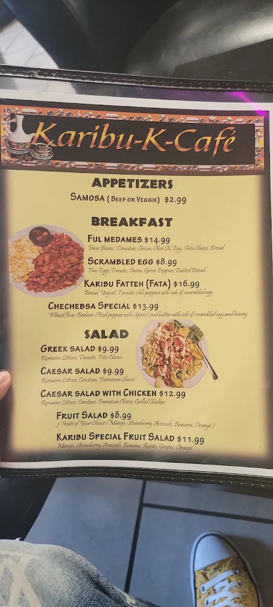 Menu, Karibu K Cafe & Hookah Lounge