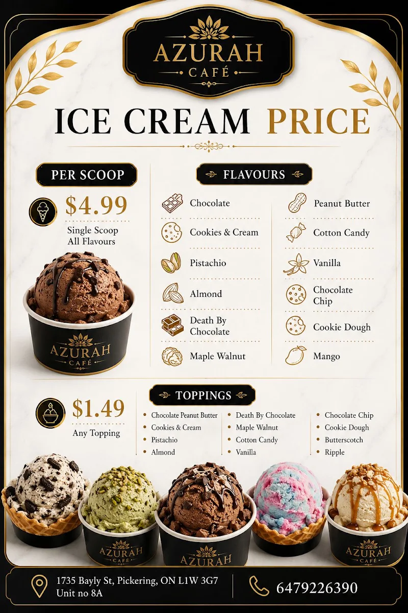 Menu, Azurah Cafe