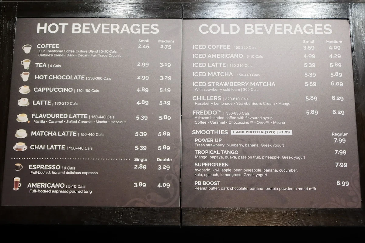 Menu, Coffee Culture Café & Eatery