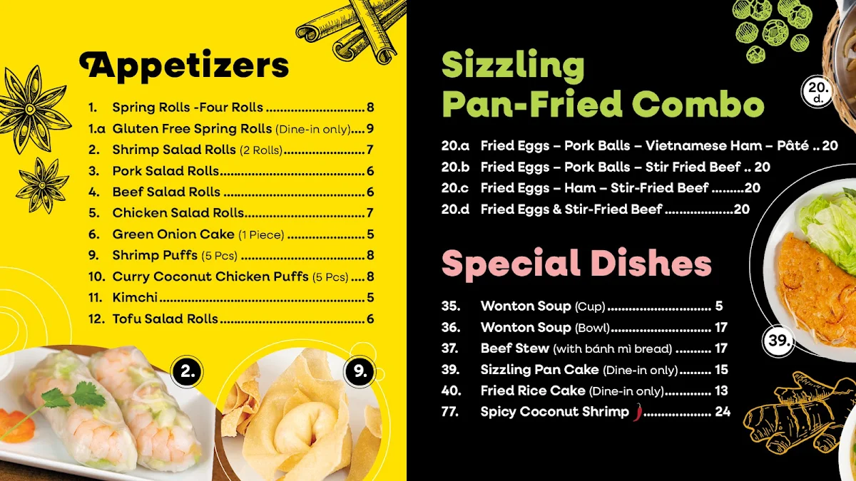 Menu, PhoEver Banh Mi Subs & Cafe
