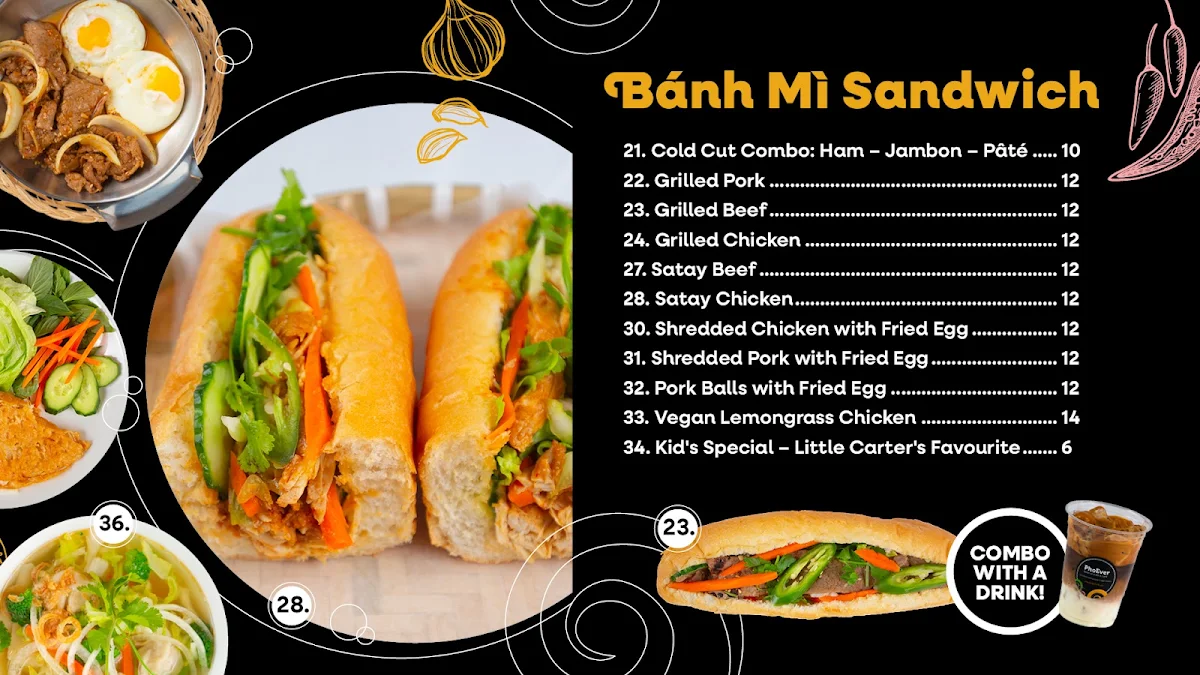 Menu, PhoEver Banh Mi Subs & Cafe