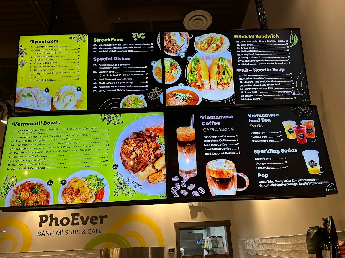 Menu, PhoEver Banh Mi Subs & Cafe