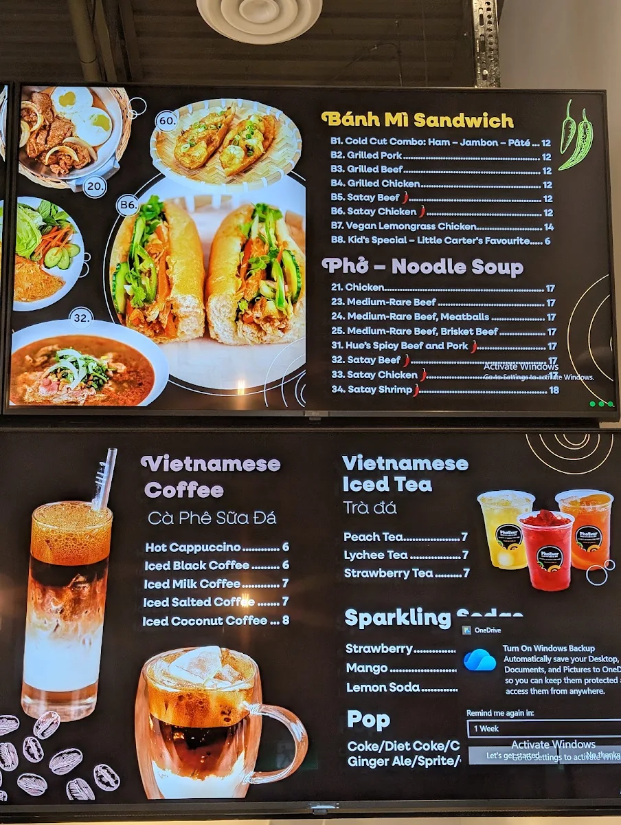 Menu, PhoEver Banh Mi Subs & Cafe