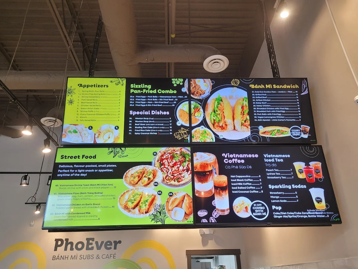 Menu, PhoEver Banh Mi Subs & Cafe