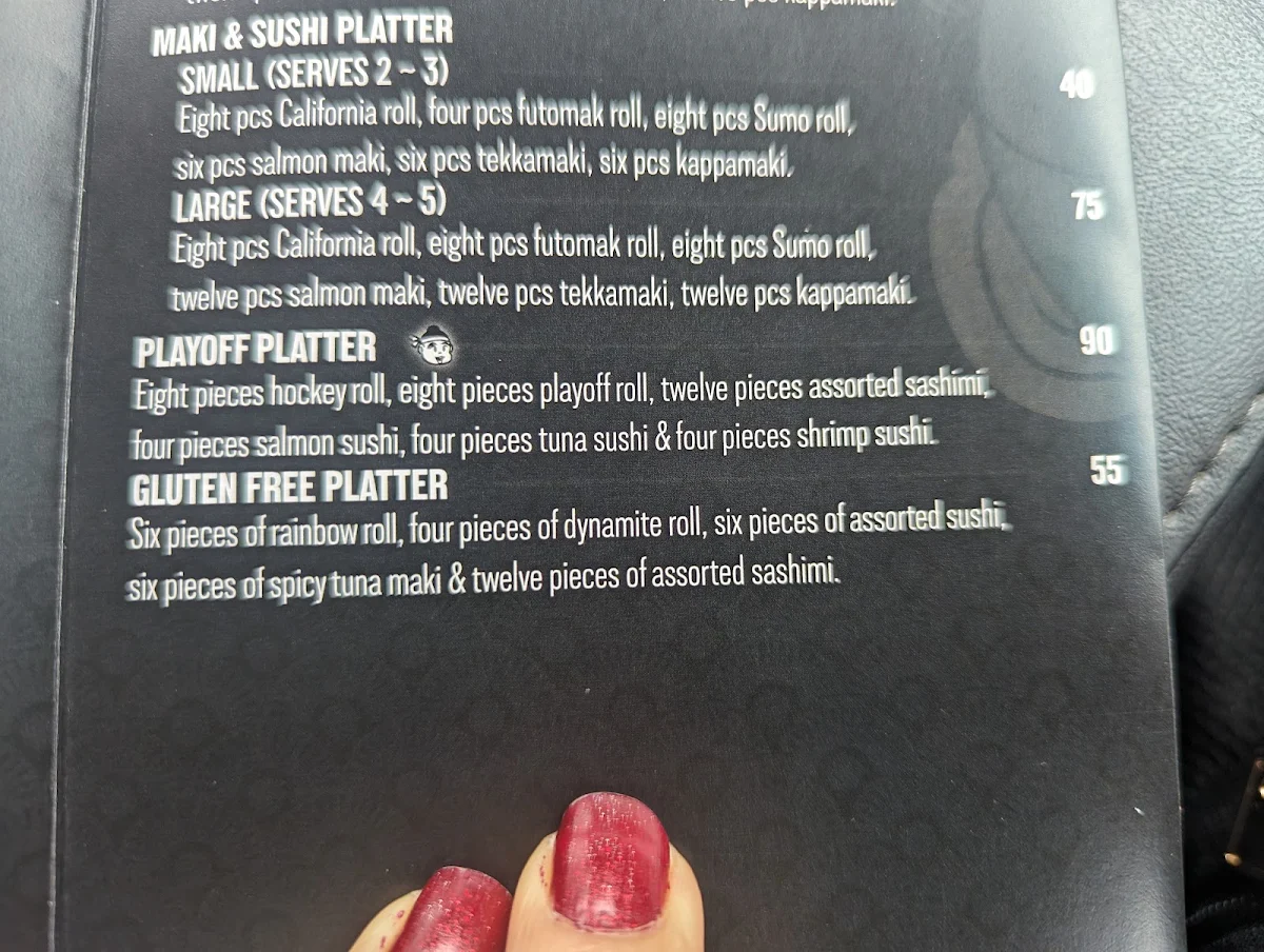 Menu, Sumo Sumo Sushi Bar & Grill