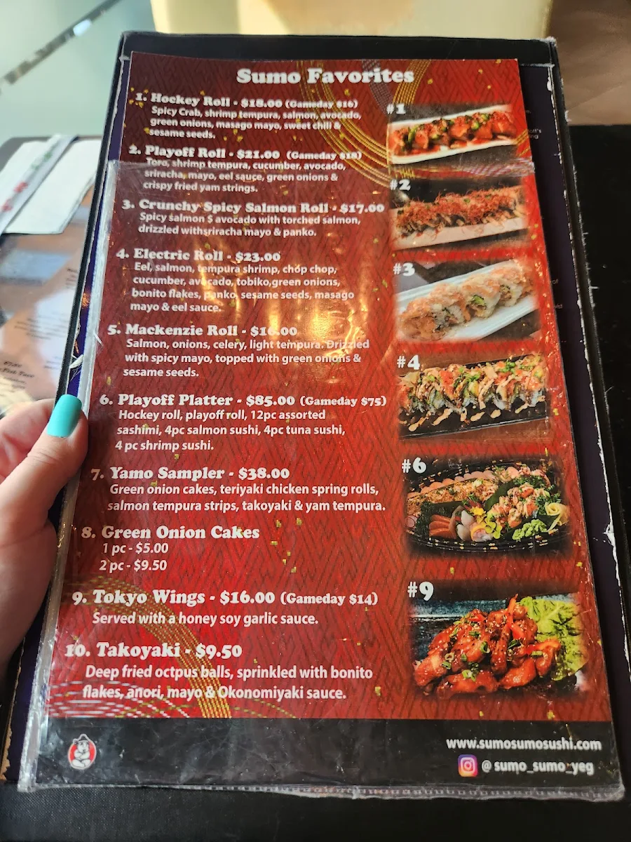 Menu, Sumo Sumo Sushi Bar & Grill