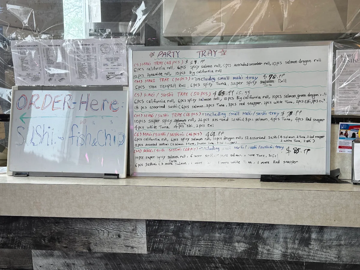 Menu, Golden Fish & Chips / Sushi Yama