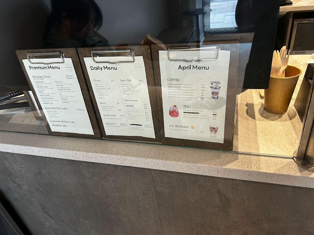 Menu, Choux Atelier