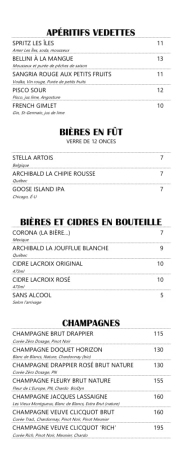 Menu, Le Club L