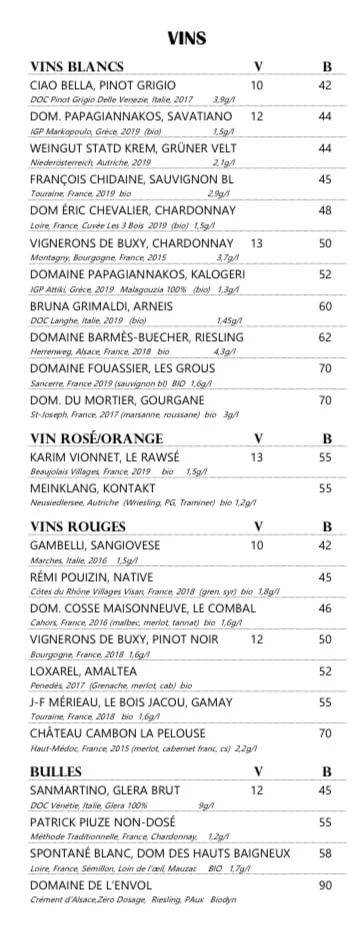 Menu, Le Club L