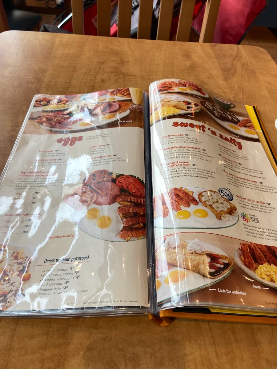 Menu, Cora Breakfast and Lunch Kensington