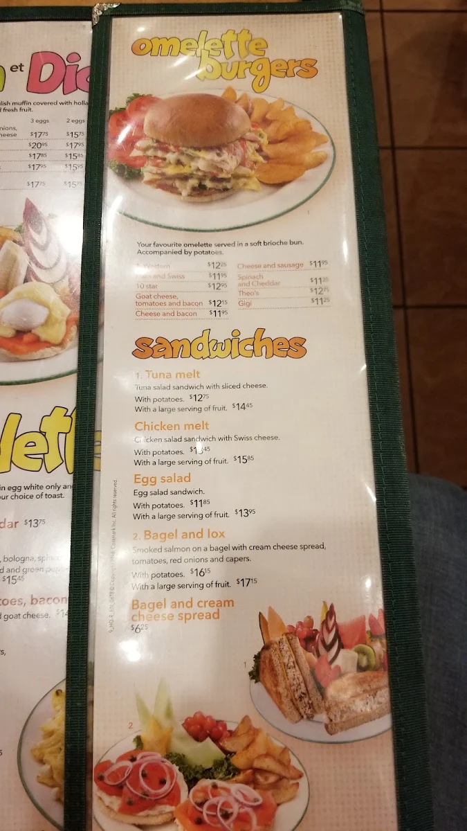 Menu, Cora Breakfast and Lunch Kensington