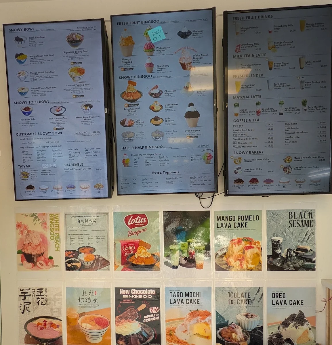 Menu, Snowy Village Café
