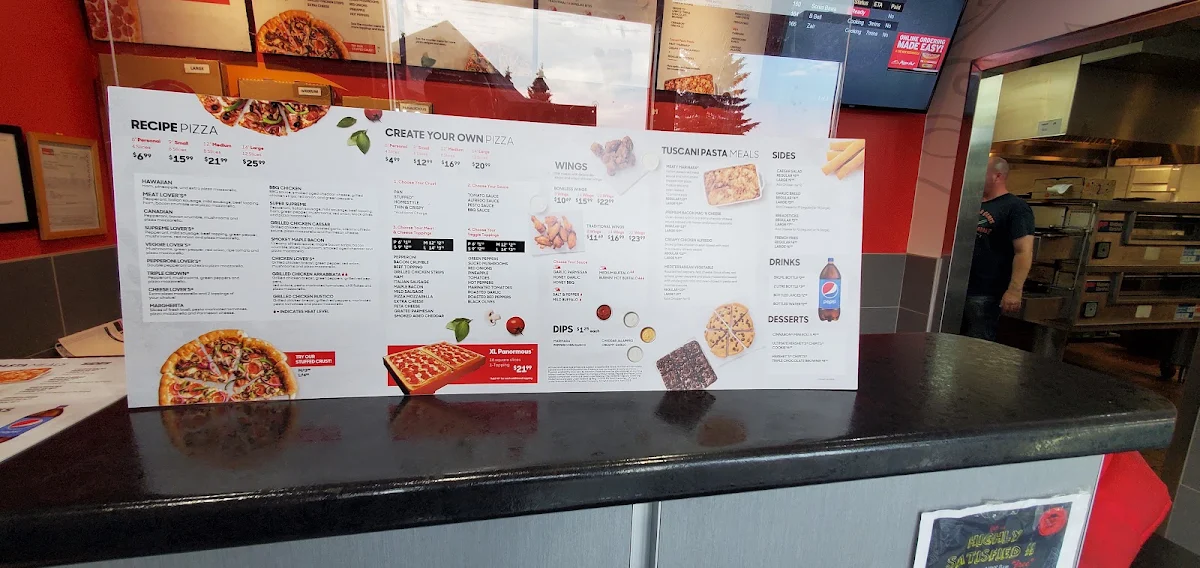 Menu, Pizza Hut