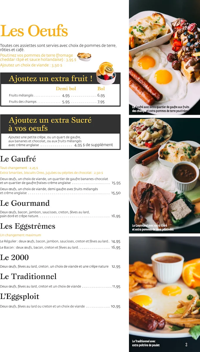 Menu, EggsFruits rue King Ouest