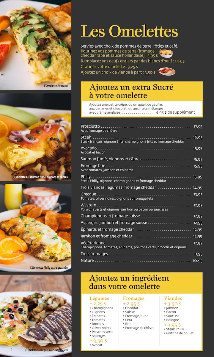 Menu, EggsFruits rue King Ouest