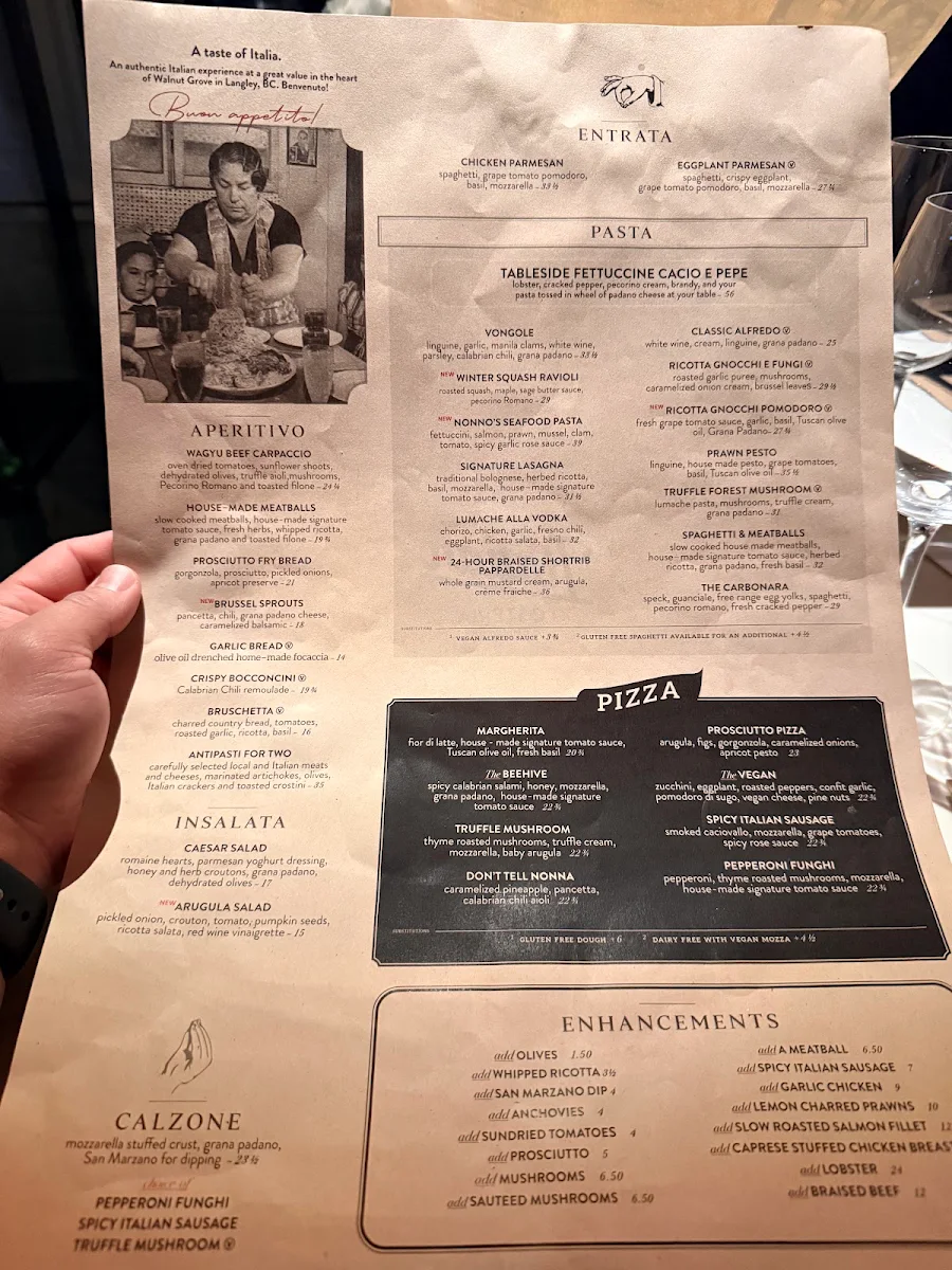 Menu, The Italian Osteria & Cheesebar