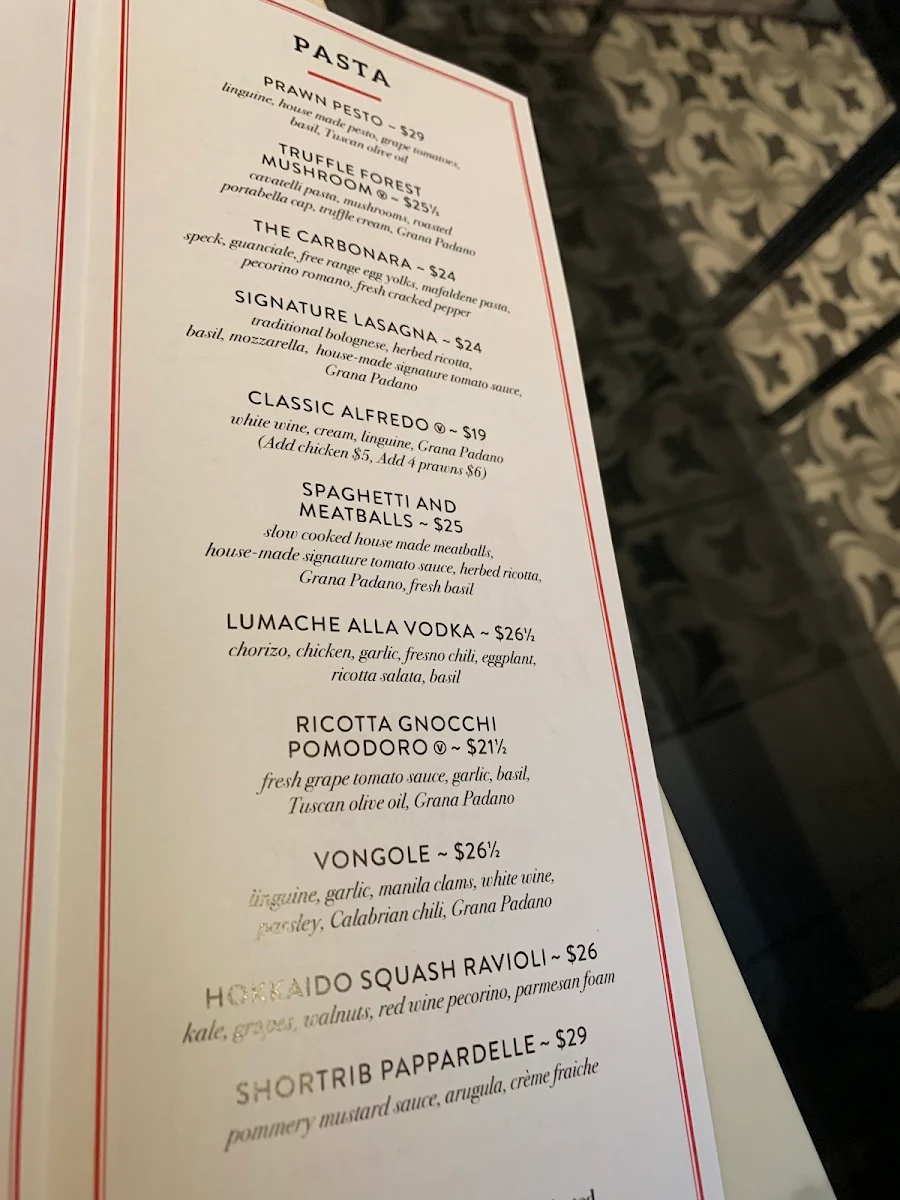 Menu, The Italian Osteria & Cheesebar