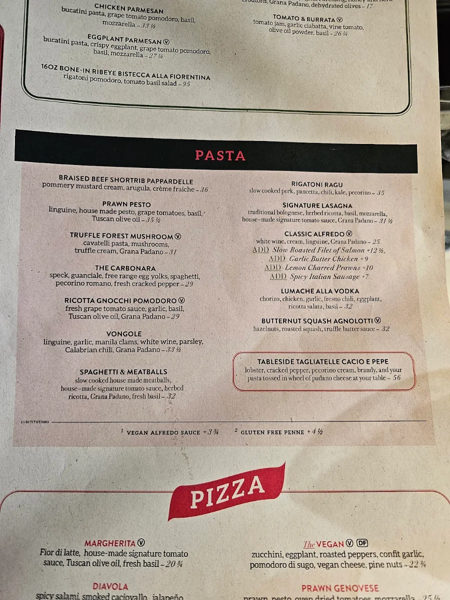 Menu, The Italian Osteria & Cheesebar