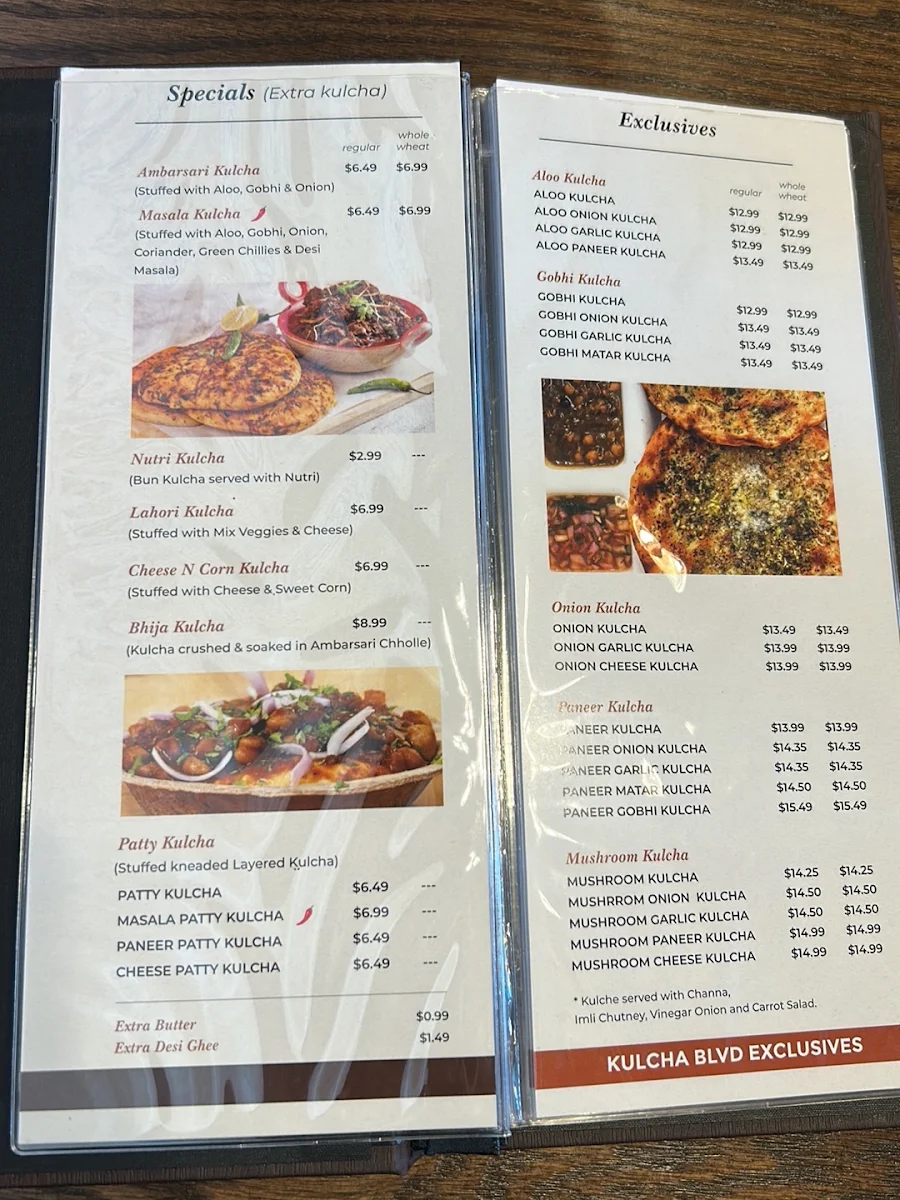Menu, Ambarsari Kulcha Blvd