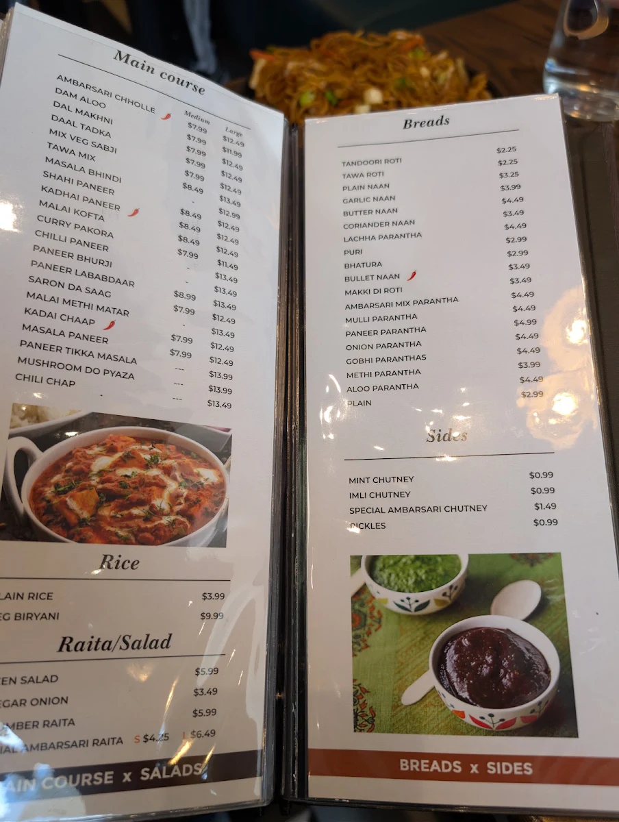 Menu, Ambarsari Kulcha Blvd