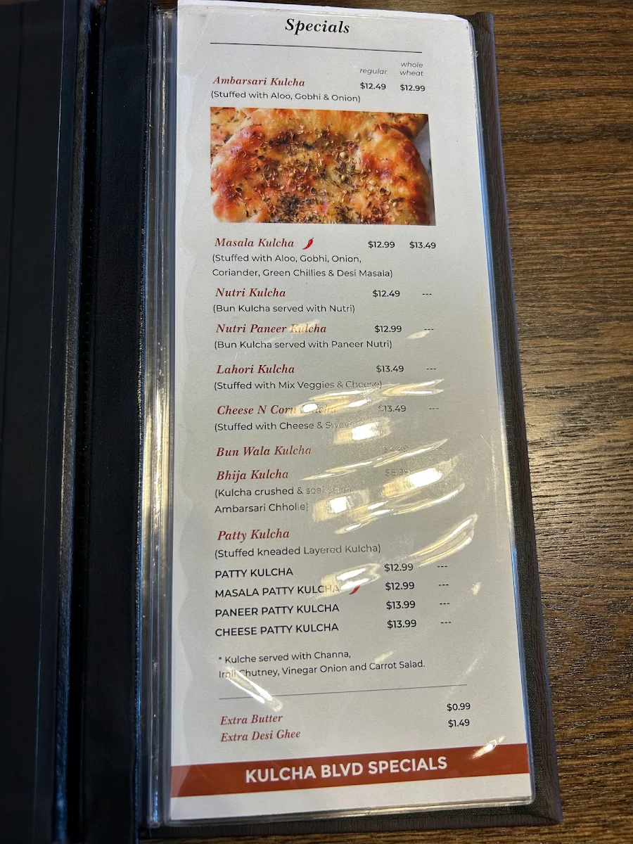 Menu, Ambarsari Kulcha Blvd