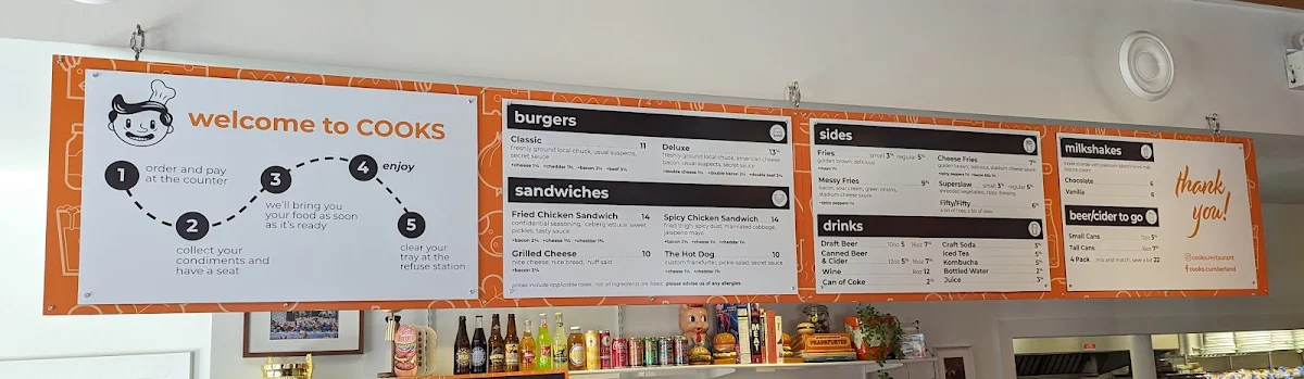 Menu, COOKS Restaurant