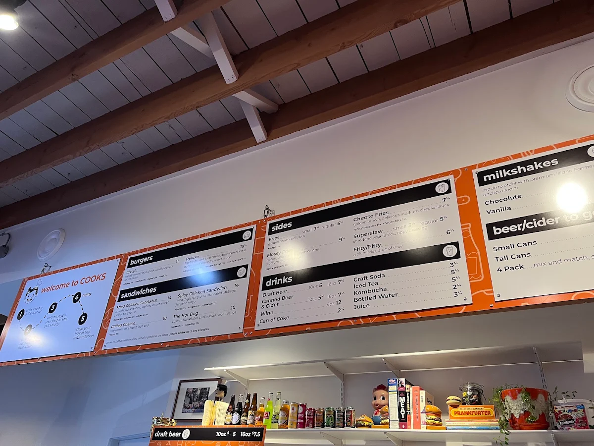Menu, COOKS Restaurant