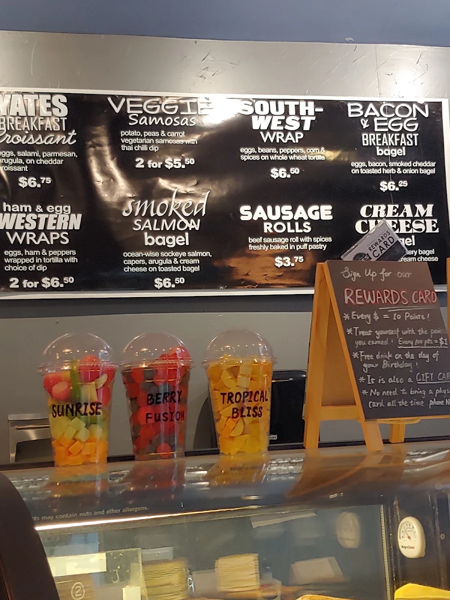 Menu, Yates Coffee Bar