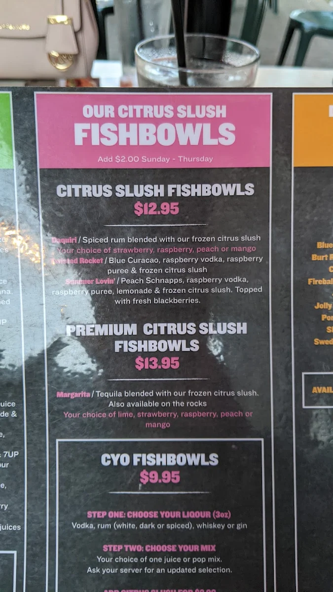 Menu, Boston Pizza