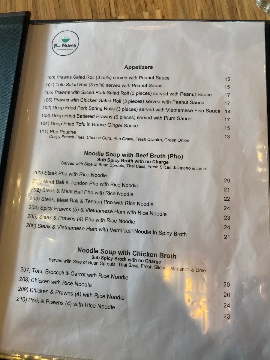 Menu, Little Thai Place