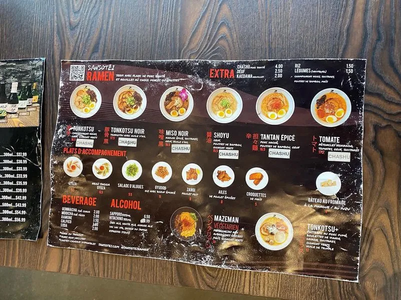 Menu, Sansotei Ramen Sainte-Catherine