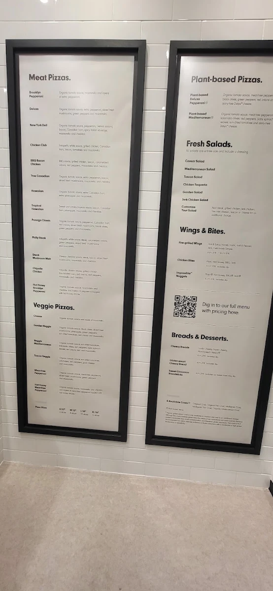Menu, Panago Pizza