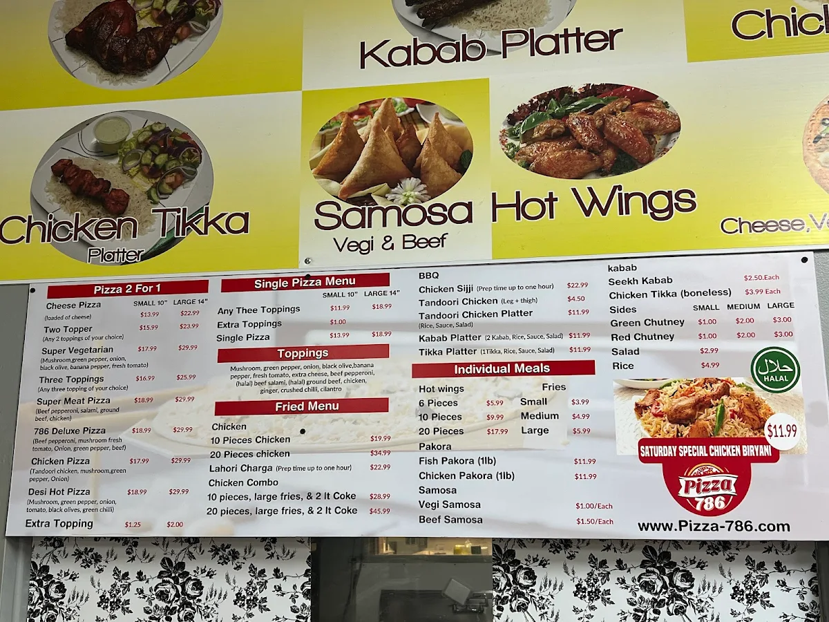 Menu, Pizza 786