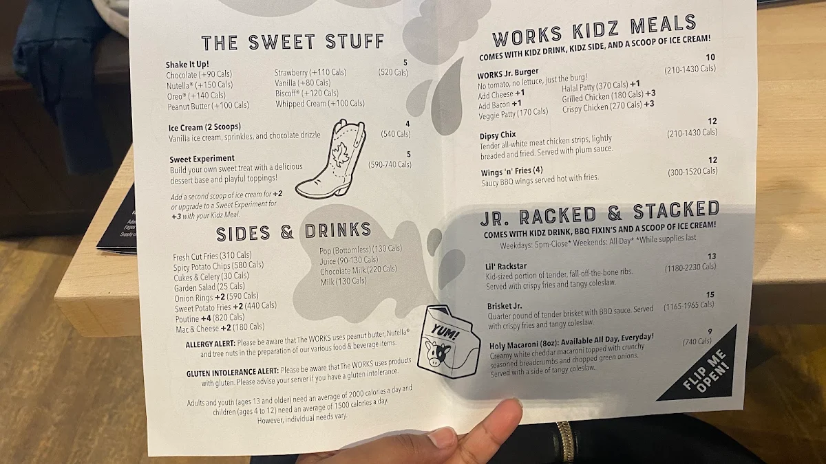 Menu, The WORKS Craft Burgers & Beer