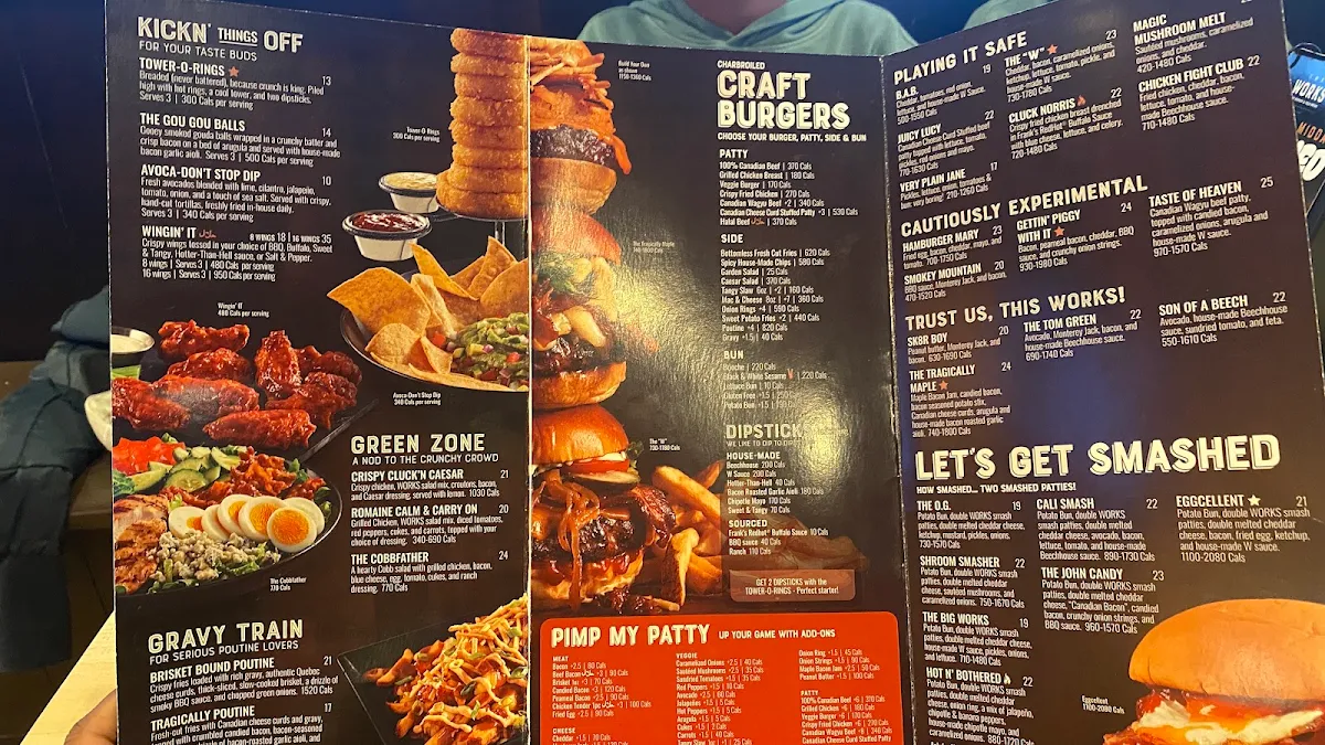Menu, The WORKS Craft Burgers & Beer
