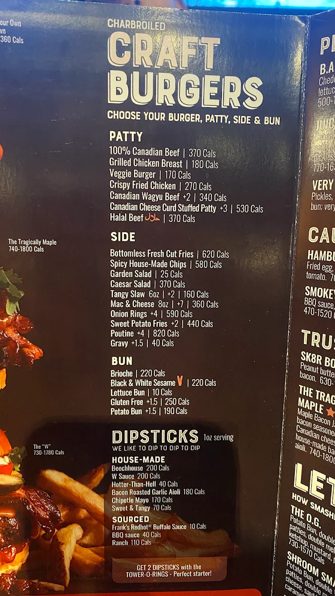 Menu, The WORKS Craft Burgers & Beer