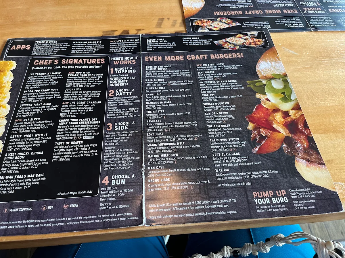Menu, The WORKS Craft Burgers & Beer