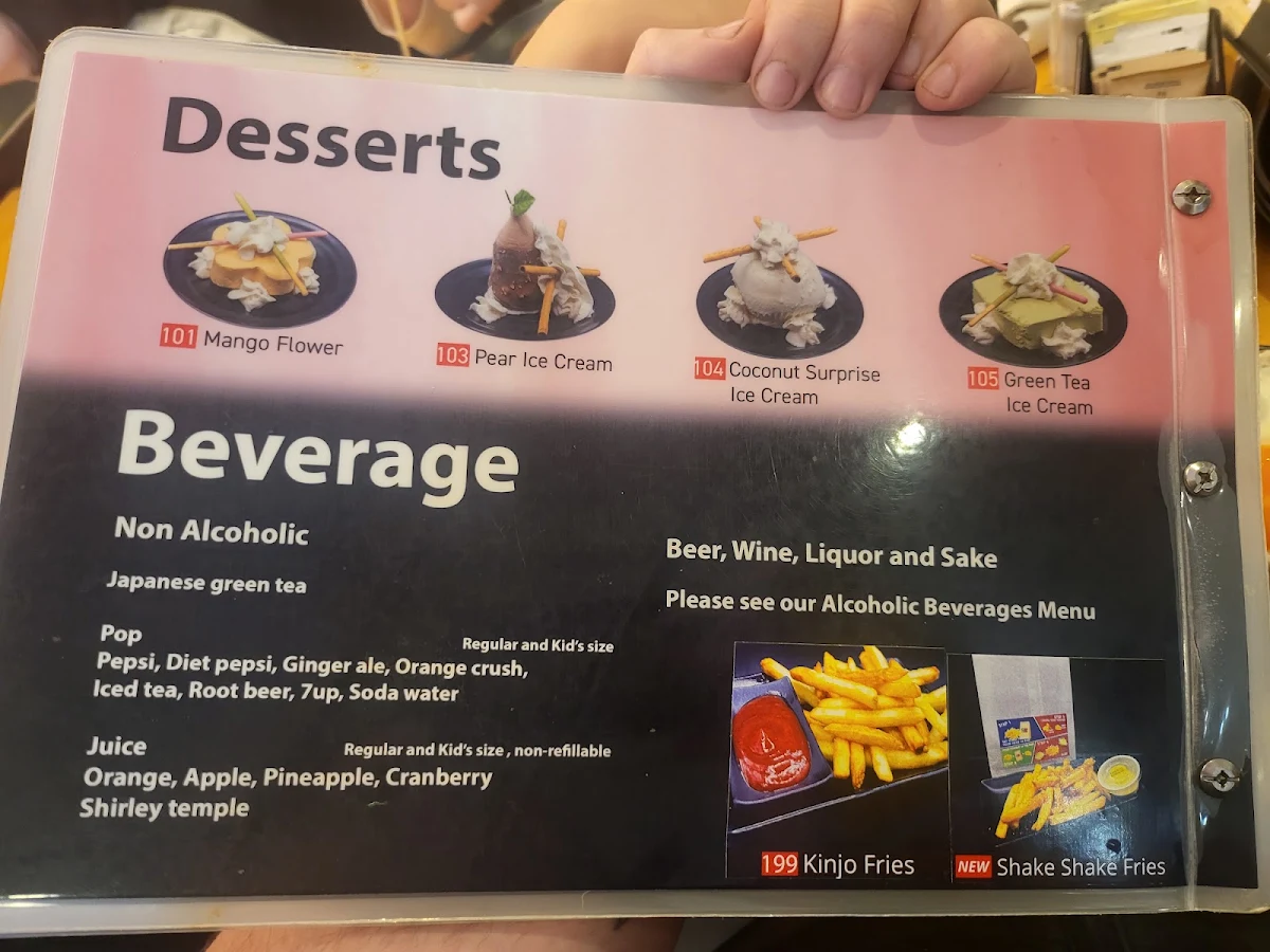 Menu, Kinjo Sushi & Grill